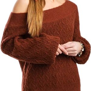Off The Shoulder Sweater  Red by BKE